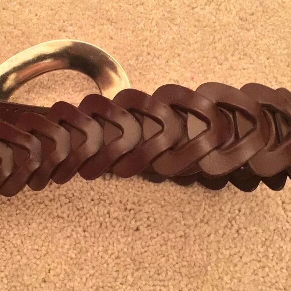Braided Brown Leather Belt Vintage Womens Sz M Western Silver Tone Buckle - Picture 4 of 6